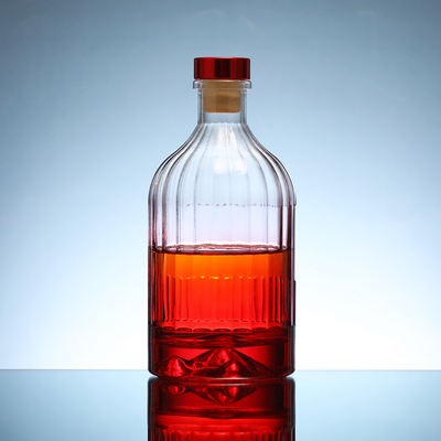 Super Flint Glas Basismaterial Whisky Flasche 350 ml 500 ml 700 ml 750 ml mit Korkkappe