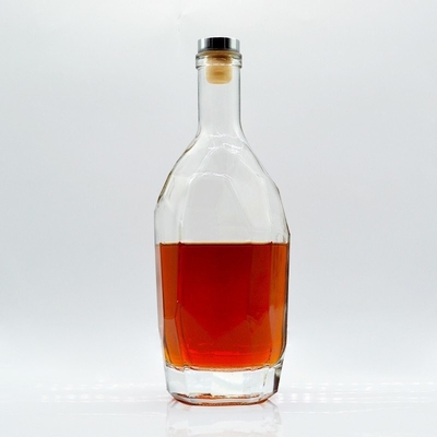 Custom Alcohol Whisky Cork Vodka Flaschen mit zusätzlichem Flintzylinder 750 ml Glasflasche
