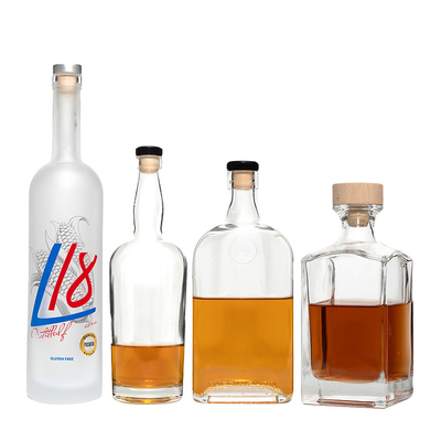 375 ml 500 ml 750 ml 1000 ml Glasflaschen für Wodka mit Korken-Schraubkappe
