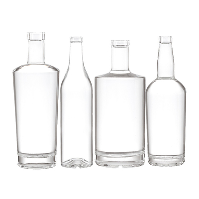 Maßgeschneiderte Form 750 ml Wodka Likör Glasflasche mit Schraubkappe und Korkendichtung Typ