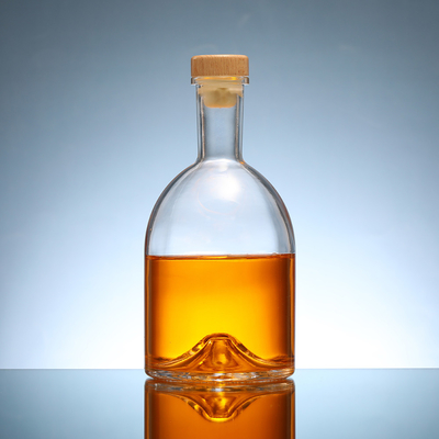 Rundes leeres Flintglas Tequila Gin Whiskey Wodka Flasche mit kristallweißem Material
