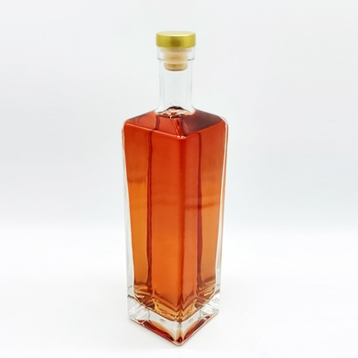 Quadratische 750 ml Glasflasche für Gin Rum Whiskey Vodka Spirituosen und Alkohol