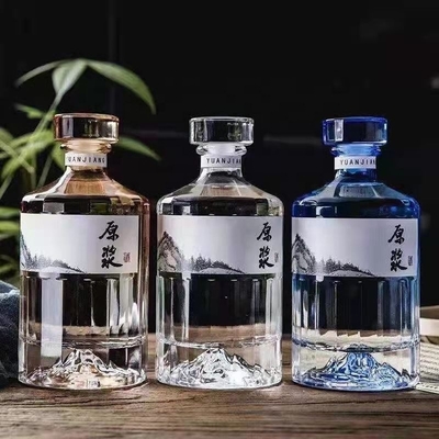 Super Flint Material Kragen Custom Leere 500ml Glasflasche für Whisky Unzerbrechliches Design