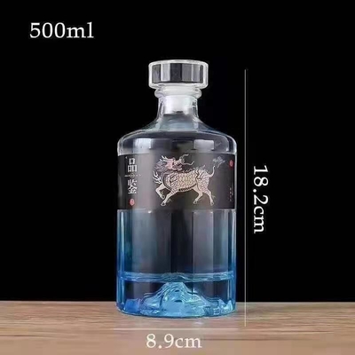 Super Flint Glass 500ml 700ml 750ml Rum Wodka Whisky Likör Gin Flasche mit Glaskork