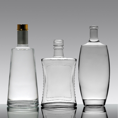 750 ml rechteckige Brandyflasche mit langem Hals und Super Flint Glas