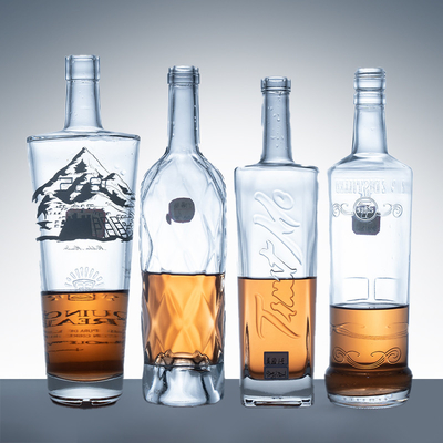 750 ml rechteckige Brandyflasche mit langem Hals und Super Flint Glas