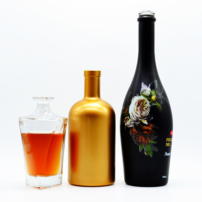 Seidenbildschirmdruck Logo kundenspezifisch leere klare Kristallzylinder Spirituos Glasflasche