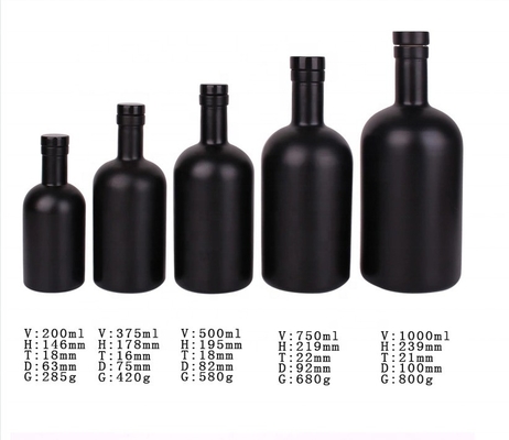 250 ml 375 ml 500 ml 700 ml 750 ml leere Glasflaschen mit Kappe und Bildschirmdruck