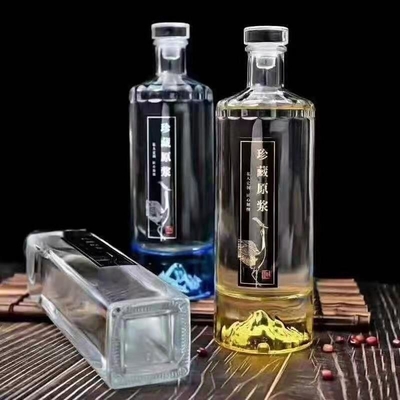 Custom Design 750ml Quadratglas-Weinflasche für Wein Versiegelung
