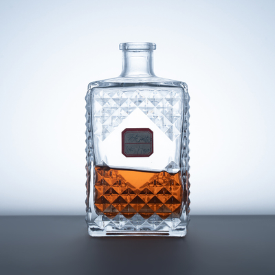 Spezielle Whisky-Glasflasche Kapazität 500 ml/1000 ml/375 ml Bildschirmdruck Quadratische Form