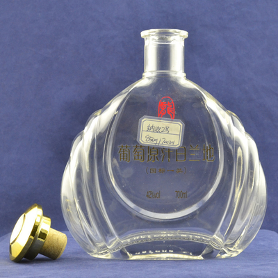 Super Flint Material Hochtransparente XO Glasflasche mit Holzkappe und Korkdichtung