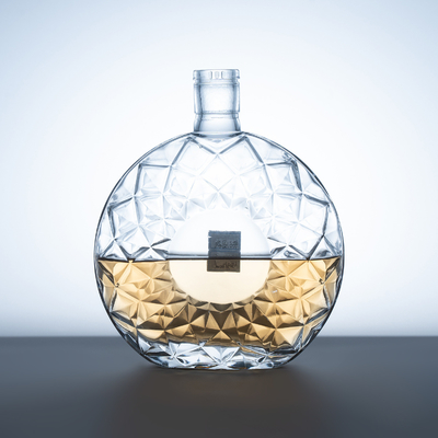 Super Flint Material Hochtransparente XO Glasflasche mit Holzkappe und Korkdichtung