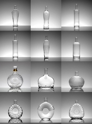 Fancy klare Glasflasche für Whisky Custom Logo Runde Form 750 ml Glas Flaschen