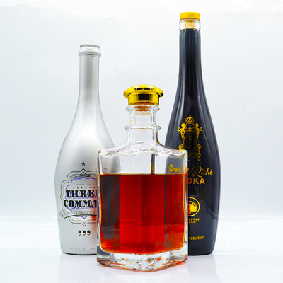 Whisky FOB und Luxus Custom Printing Leere Quadrat-Frostglasflaschen für Alkohol