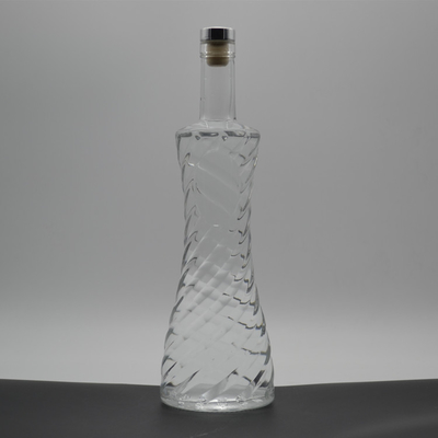 Custom Round Shoulder Screen Printing Eisige weiße Glasflasche für 750 ml alkoholischen Wodka