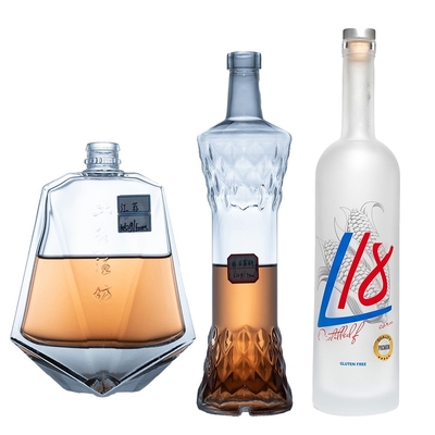 Super Flint Glas Basis Material Flasche Maßgeschneiderte leere Whisky Wein Glasflasche 500/750ml