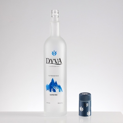 Klar 375 ml 500 ml 700 ml 750 ml Custom Frosted Printing Spray Brandy Whisky Liquor Wodka Flasche mit Kappe