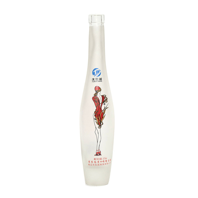 Klar 375 ml 500 ml 700 ml 750 ml Custom Frosted Printing Spray Brandy Whisky Liquor Wodka Flasche mit Kappe