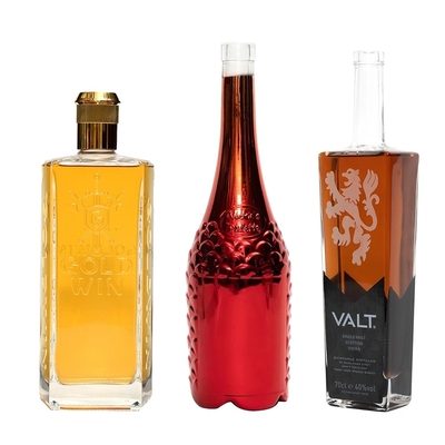 Whisky Wodka Likör 750 ml leere Viereckglasflasche mit Super Flint Glasmaterial