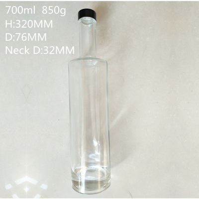 Super Flint Glaskragen Rund 700ml Kork Top Klarer Gin Flasche für Wodka-Enthusiasten