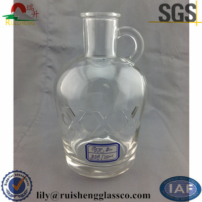 BRANDY Glasflasche mit Griff 500 ml 750 ml Wodka Rum Alkohol Whisky Glaskragen