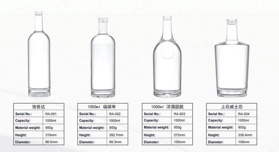 Transparentes 750 ml Frosted Spirit Alkoholgetränk mit 1000 ml Whisky-Wodka-Flasche
