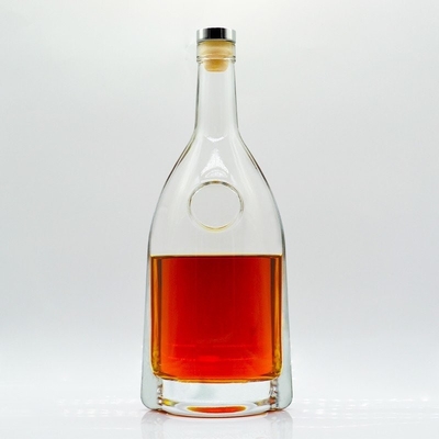 Hohe Flint-Glasmaterial 500 ml klare leere weiße Wodka-Glasflasche mit Korken 750 ml