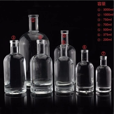 FOB Leere Glasflasche für Wodka, Spirituosen, Whisky und Wein Kapazität 250 ml 500 ml 700 ml 750 ml 1l