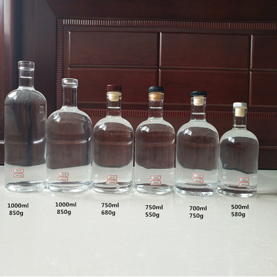 FOB Leere Glasflasche für Wodka, Spirituosen, Whisky und Wein Kapazität 250 ml 500 ml 700 ml 750 ml 1l