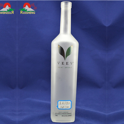 Decal Screen Printing Frosted Cork Vodka Flasche 500ml 750ml 1L Glasflasche für Wodka