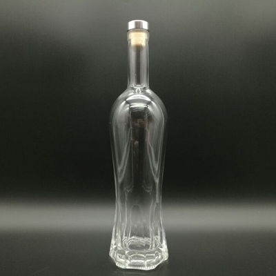 FOB-Bedingungen Super Flint Glas Wasserflasche mit Stoppe und Decal Oberfläche 750 ml 1000 ml