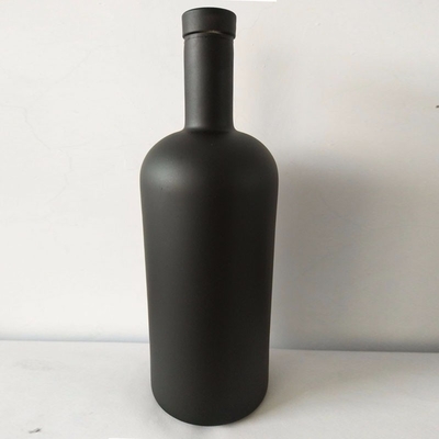750 ml schwarze Whisky-Glasflasche mit Decal-Oberfläche und Korkverschluss