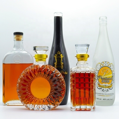 Glasflaschen 500 ml 750 ml Klarer leerer Gin Wein Whiskey Brandy Wodka mit SGS-Zertifikat