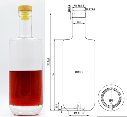 700 ml Quadratflasche 250 ml Gin Wodka Getränk Alkohol Glasflasche von Yuncheng Ruisheng