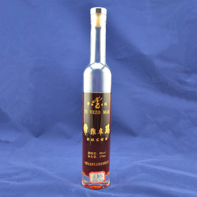 Anpassungsfähiges Logo Drucken schlanke hohe runde Glas Vodka Flaschen mit Korkdichtung