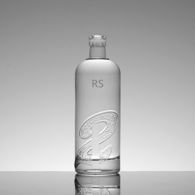 Leere, transparente 700 ml Korkkopf, klare Wodka-Glasflasche für Alkohol
