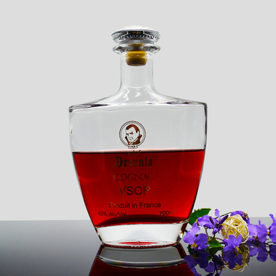 Super Flint 500ml 700ml 750ml Brandy Liquor Glas Weinflaschen mit und Fashion Design