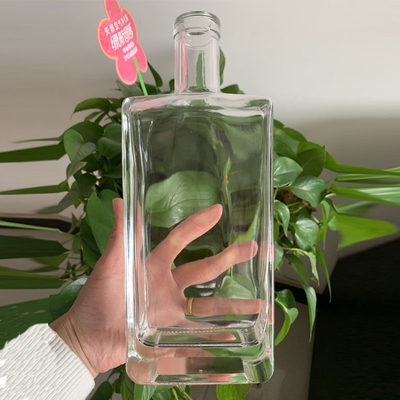 1 Liter Matte Oberfläche Handhabung Alkoholflasche für Brandy Gin Whisky Malerei Goldfarbe