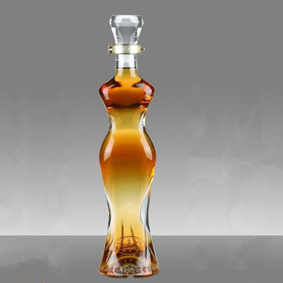 Decal Oberflächenbehandlung Wodka Glasflasche für Frauen Körperform in kristallweißem Material