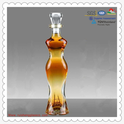 Decal Oberflächenbehandlung Wodka Glasflasche für Frauen Körperform in kristallweißem Material