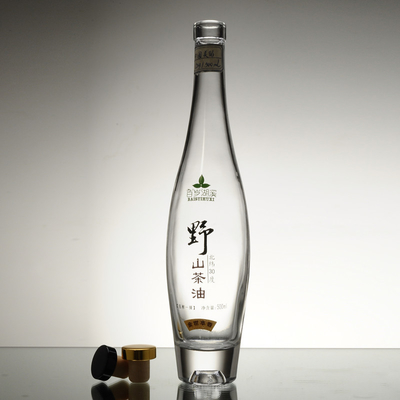 Glas aus hohem Flint 750 ml Glasflasche Offene Olivenölflaschen Versiegelung Kork