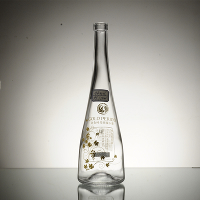 750 ml klare Glasflasche Wodka mit hohem Flint-Glasmaterial und Korkdichtung