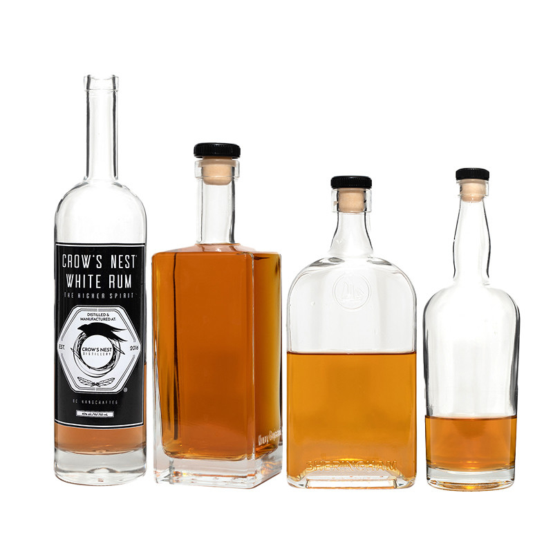 375 ml 500 ml 750 ml 1000 ml Glasflaschen für Wodka mit Korken-Schraubkappe