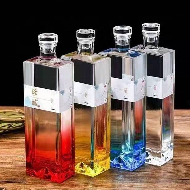 Basismaterial Super Flint Glas Custom Druck Quadrat Gin Flasche für und OEM Willkommen