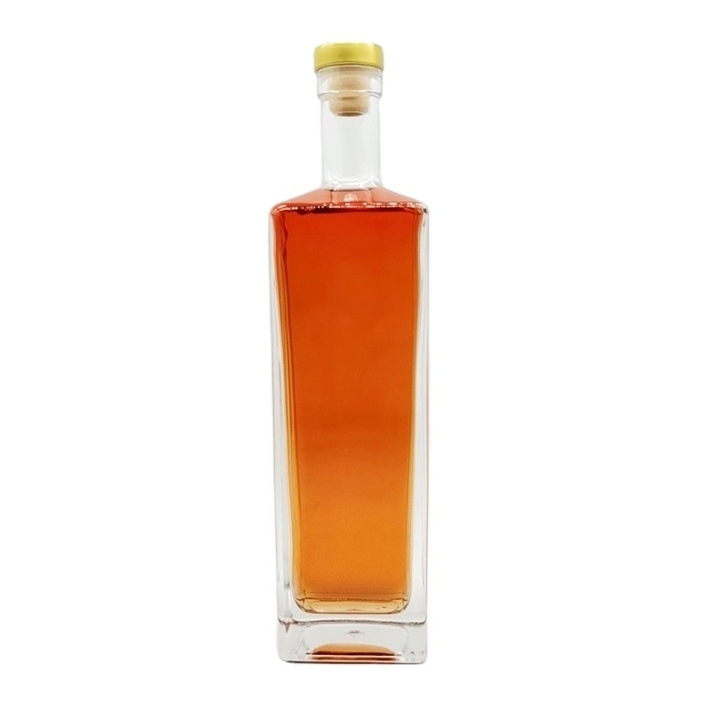 Quadratische 750 ml Glasflasche für Gin Rum Whiskey Vodka Spirituosen und Alkohol