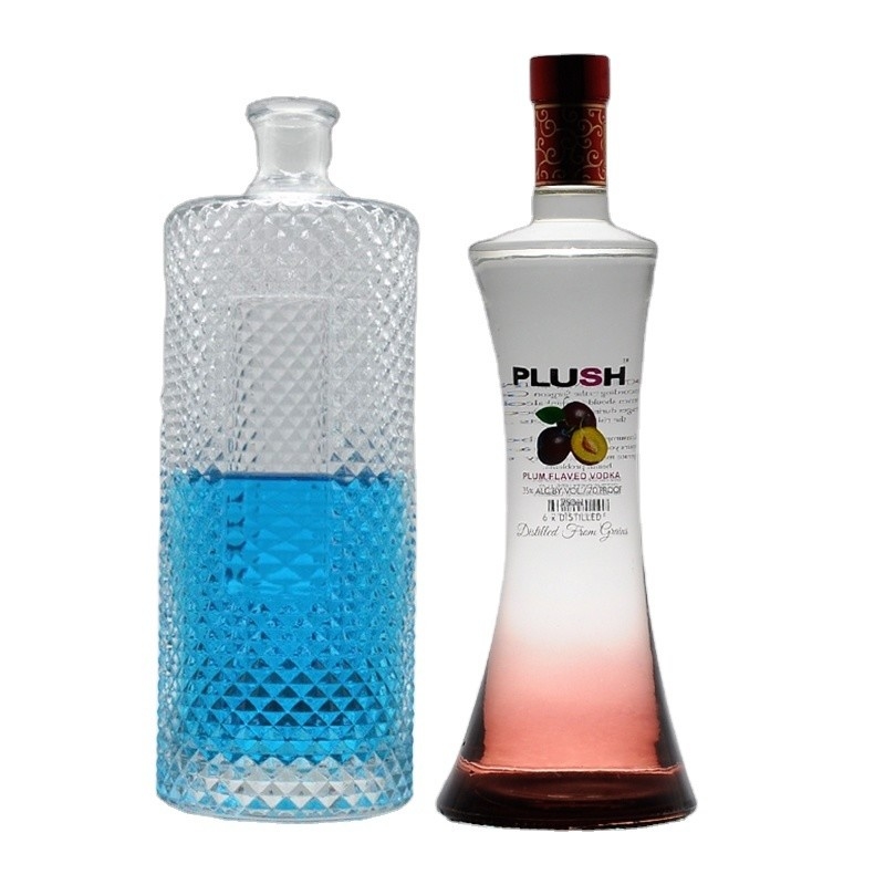 Super Flint Glasmaterial 750 ml Wodka Spirit Gin Rum Glas Flasche mit Korken