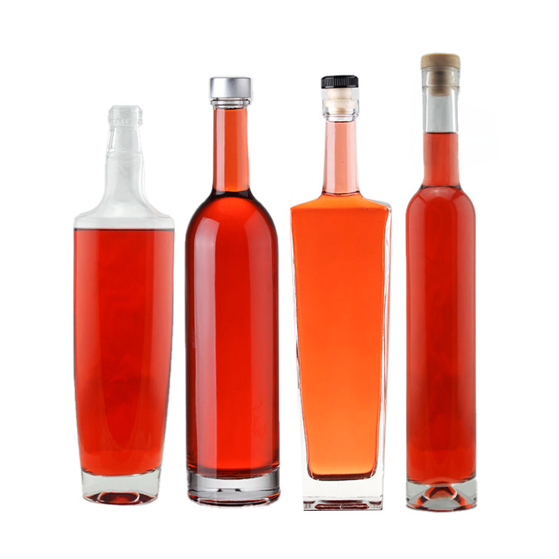 Durchsichtige Goldplattierung Viereckglas Vodka Alkoholflasche mit Schraubverschluss 0,5L 1000ML