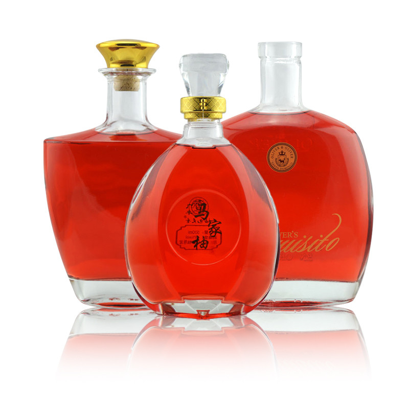 Super Flint Glasmaterial 350ml 550ml 750ml Leere Wodka Glasflasche Whisky Akzeptabel OEM/ODM