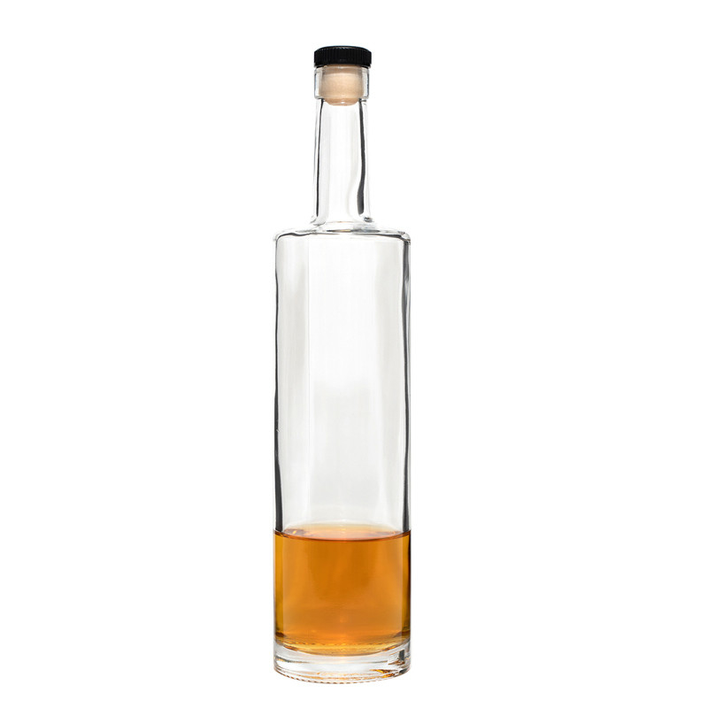 Super Flint Glass Custom Logo Leer 750 ml 200 ml 375 ml Liquor Rum Brandy Whisky Flasche