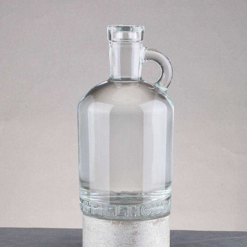 BRANDY Glasflasche mit Griff 500 ml 750 ml Wodka Rum Alkohol Whisky Glaskragen